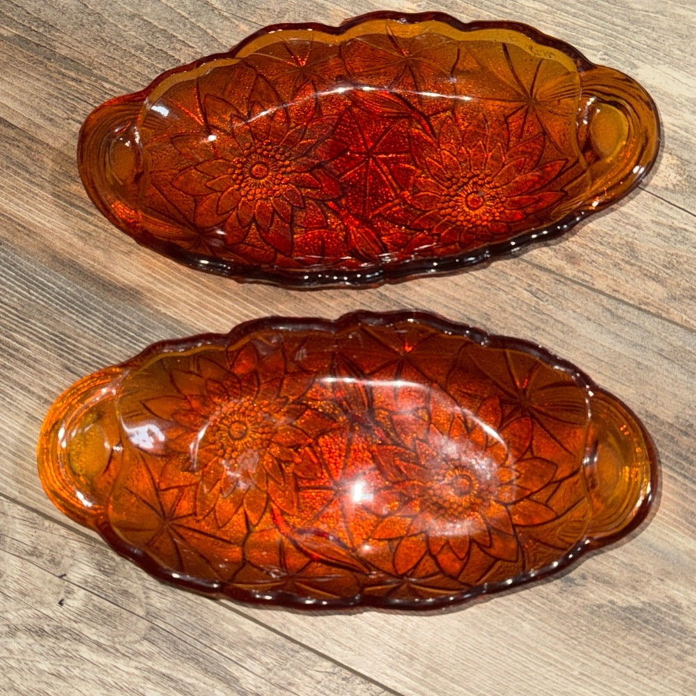 Amber Glass Serving Dishes